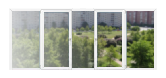 Пятистворчатые балконные рамы ПВХ 600×140 Brusbox 60